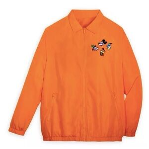 Walt Disney World Orange Embroidered Mickey And Friends Windbreaker Jacket